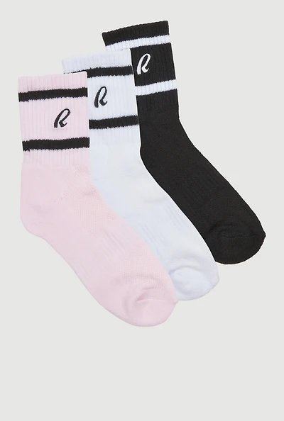 R Collection Cushion Mid-Crew Socks 3 Pack