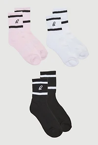 R Collection Cushion Mid-Crew Socks 3 Pack