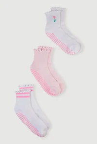 Assorted Lettuce Edge Pilates Socks 3 Pack Size 4-10