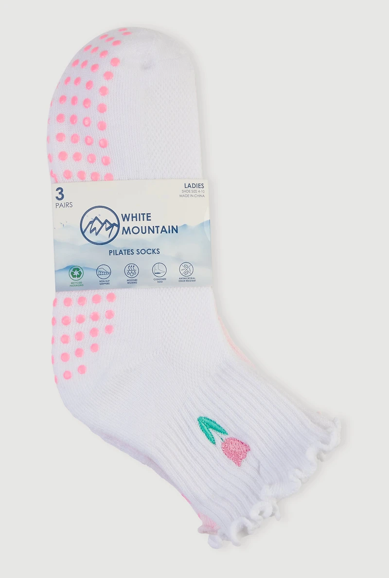 Assorted Lettuce Edge Pilates Socks 3 Pack Size 4-10