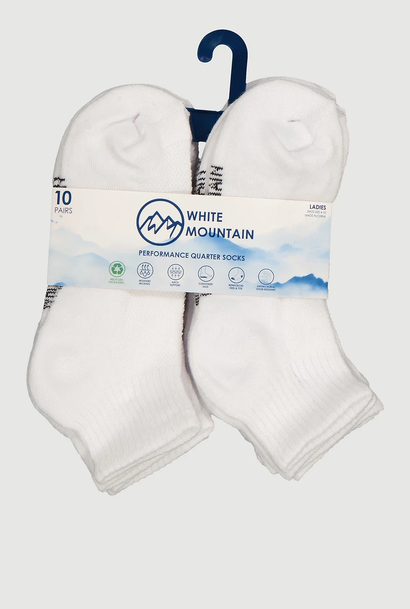 Performance Quarter Socks 10 Pack Size 4-10