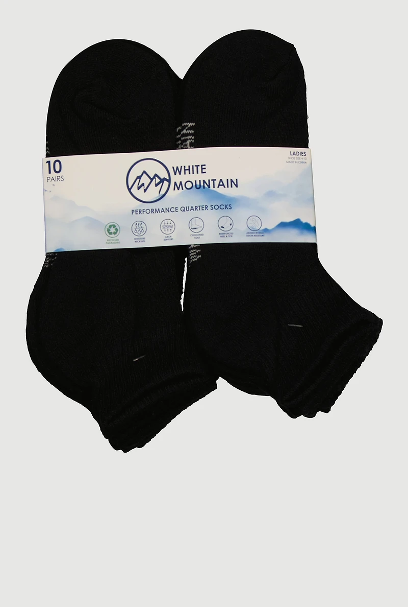 Quarter Socks 10 Pack Size 4-10