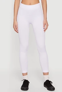 High Waisted Ribbed Knit Cropped Leggings