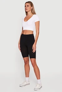 High Waisted Seamless Basic Bike Shorts