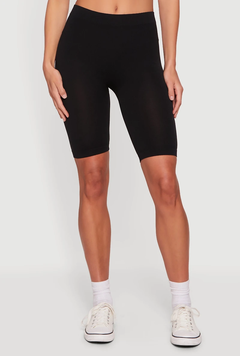 High Waisted Seamless Basic Bike Shorts