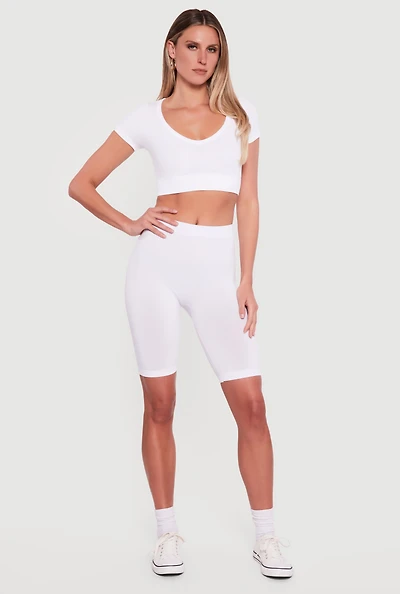 High Waisted Seamless Basic Bike Shorts
