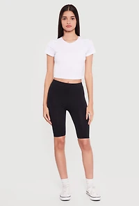 Trendy Mid Rise Stretchy Biker Shorts