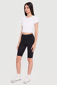 Trendy Mid Rise Stretchy Biker Shorts