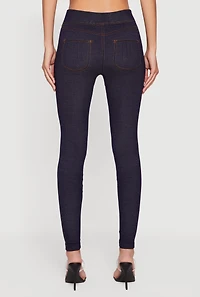 Womens Casual Fleece Lined High Waisted Jeggings, Blue, Size L-XL