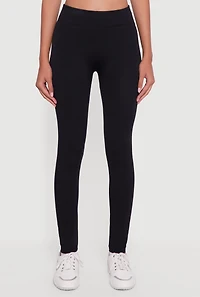 Womens High Waisted Fleece Lined Leggings, Black, Size L-XL