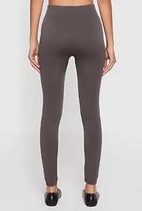 Womens High Waisted Fleece Lined Leggings, Grey, Size S-M