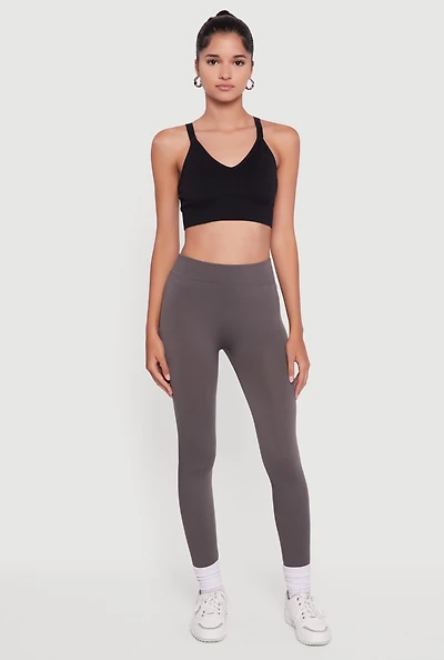 Womens High Waisted Fleece Lined Leggings, S-M