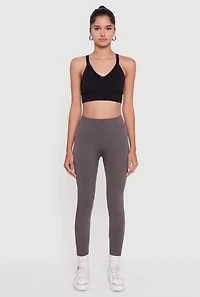 Womens High Waisted Fleece Lined Leggings, Grey,