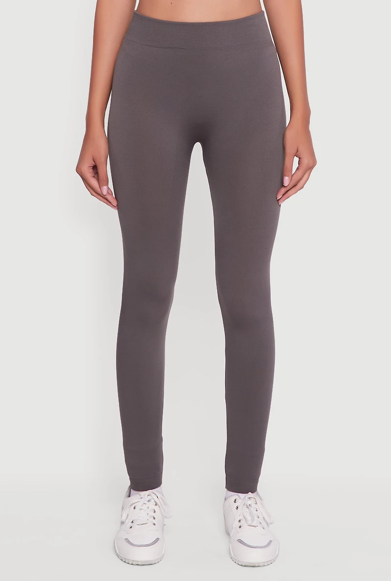Womens High Waisted Fleece Lined Leggings, S-M