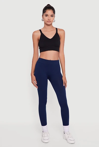 Womens High Waisted Fleece Lined Leggings, S-M