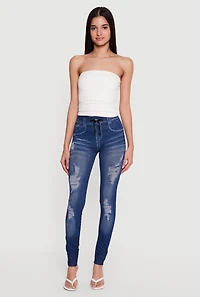High Waisted Faux Drawstring Jeggings with Booty Lift Effect