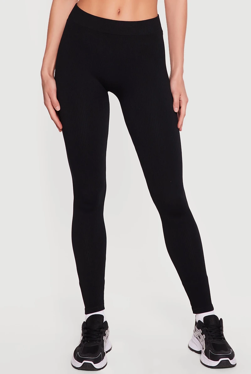 Ribbed Knit Basic Leggings