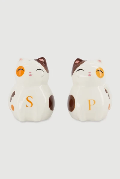 Calico Cat Ceramic Salt and Pepper Shakers 2 Pack