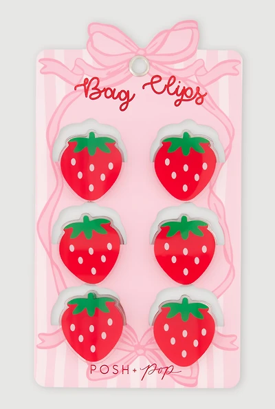Strawberry Bag Clips 6 Pack