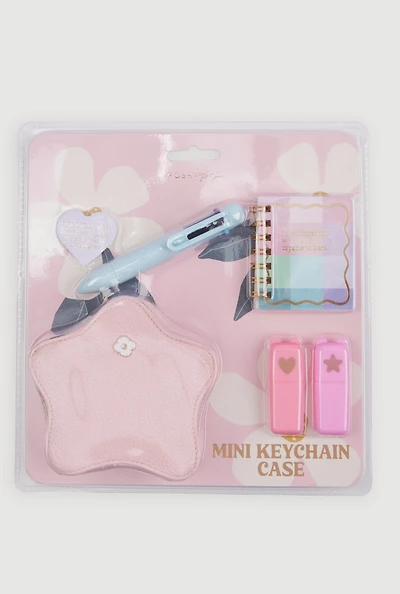 Girls Star Coin Purse Mini Stationary Keychain Set