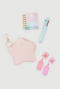 Girls Star Coin Purse Mini Stationary Keychain Set