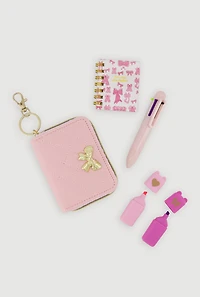 Girls Mini Quilted Faux Leather Keychain Pouch Set