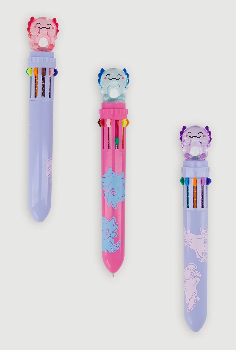 Axolotl 10 Ink Multicolor Pens 3 Pack, Multi