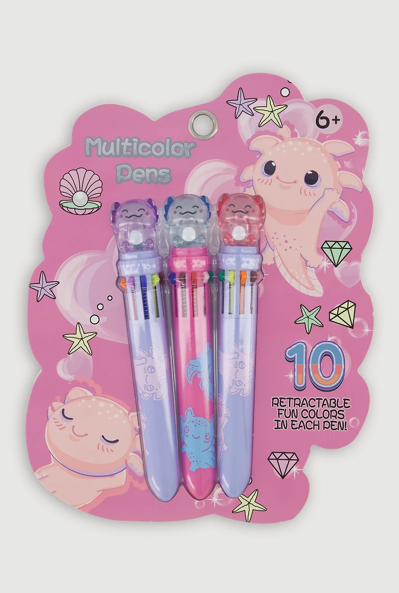 Axolotl 10 Ink Multicolor Pens 3 Pack, Multi