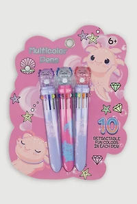 Axolotl 10 Ink Multicolor Pens 3 Pack, Multi