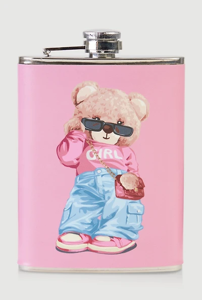 Girl Bear Graphic Flask