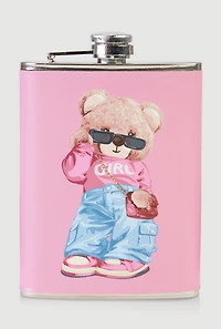 Girl Bear Graphic Flask