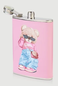 Girl Bear Graphic Flask