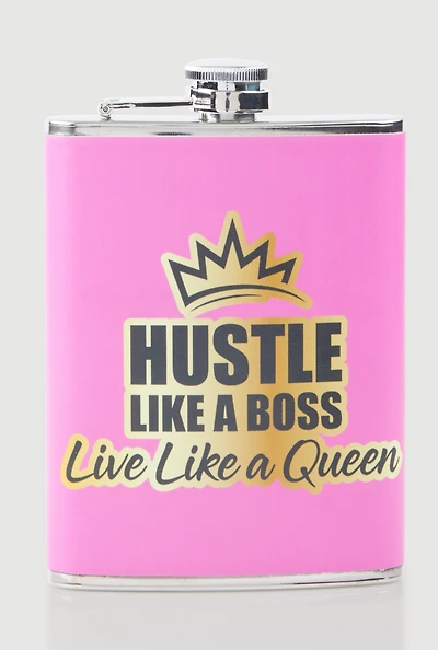 Hustle Like A Boss Graphic Flask