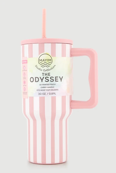 Striped Tumbler with Straw