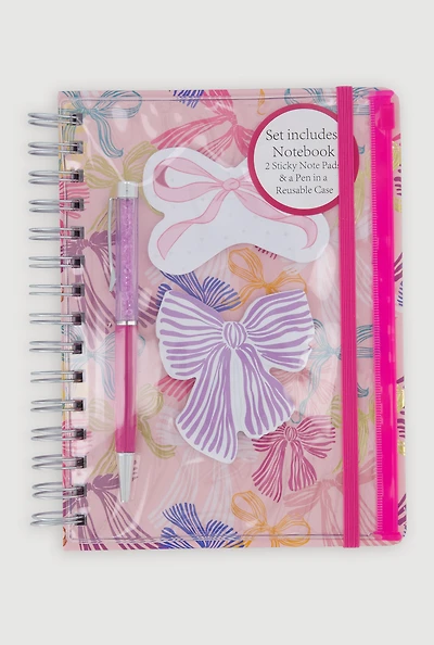 Bow Graphic Print Spiral Notebook Set