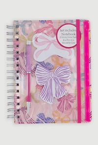 Bow Graphic Print Spiral Notebook Set
