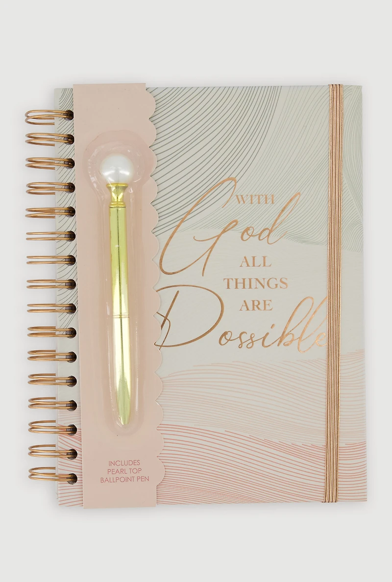 With God All Things Are Possible Spiral Notebook with Pen