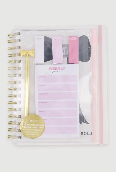 Strong Brave Bold Bow Graphic Monthly Planner Set