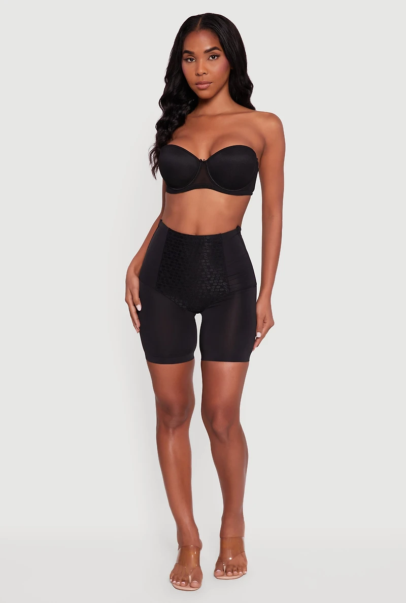 Womens High Waisted Shapewear Shorts, Black, Size S