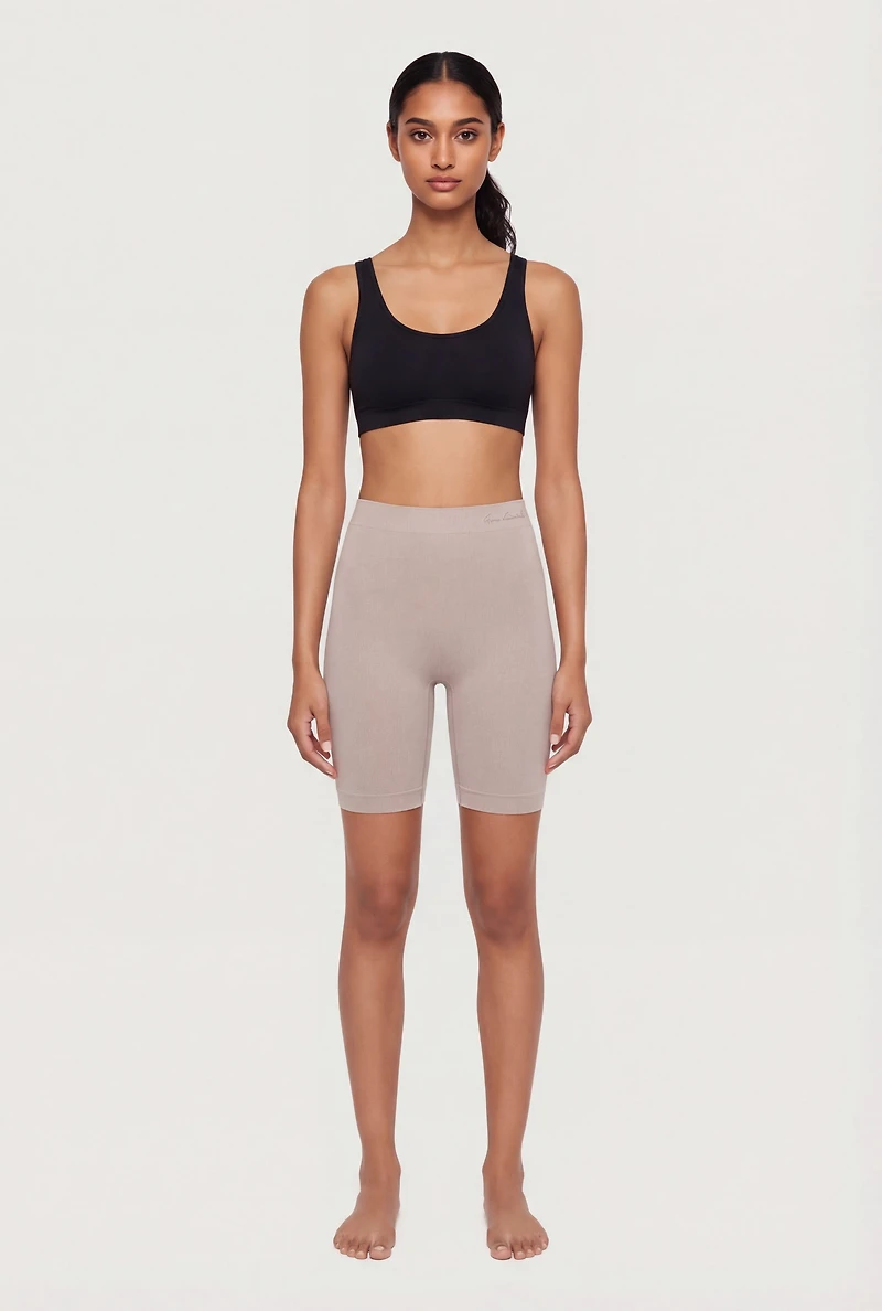 Solid High Waisted Shapewear Bike Shorts 2 Pack