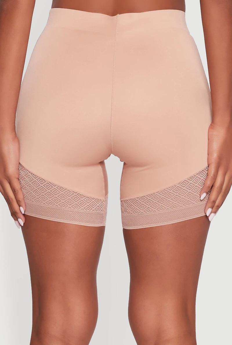 High Waisted Lace Detail Shapewear Shorts 2 Pack