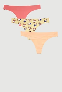 Teddy Bear Print Thong 3 Pack