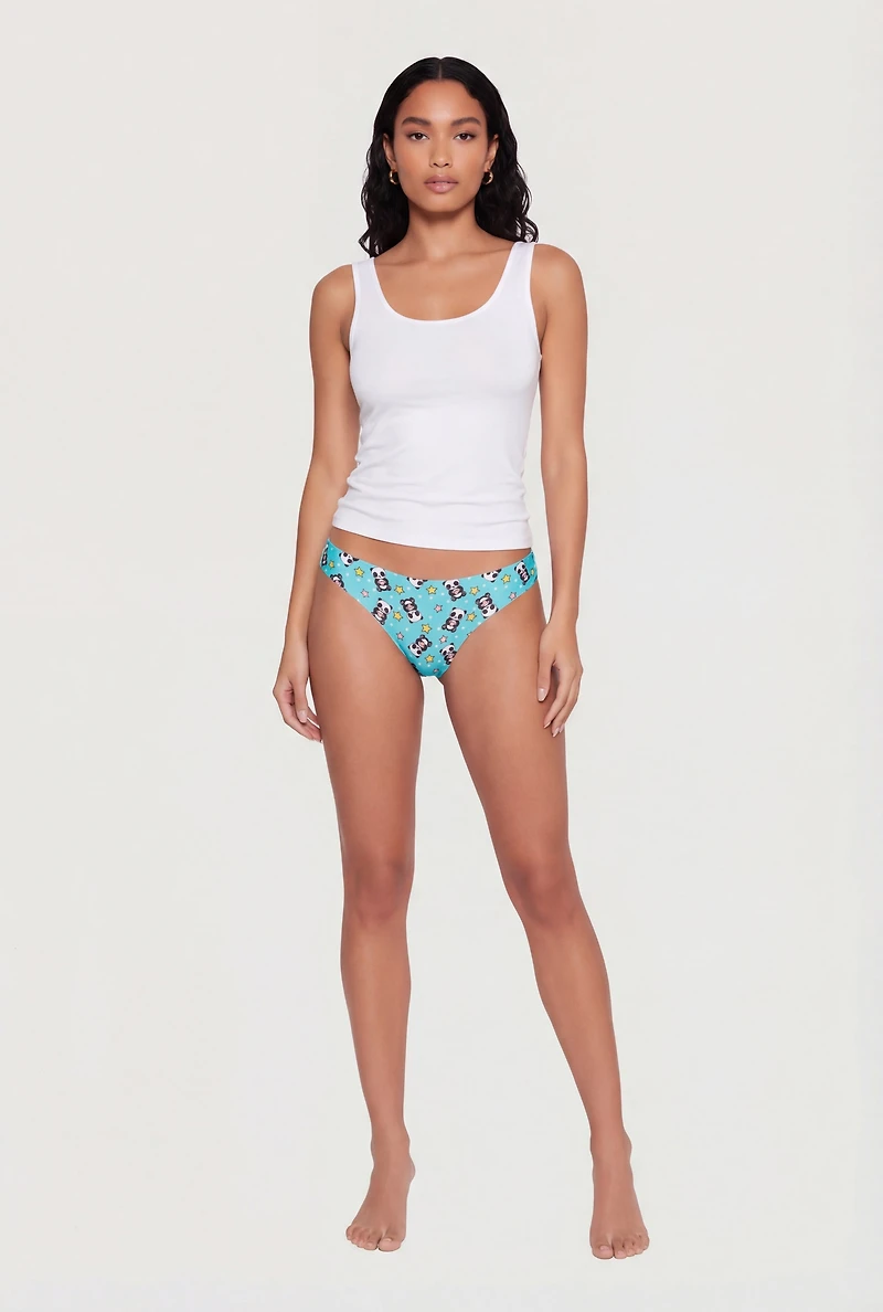 Panda Bear Print Thong Panties 3 Pack