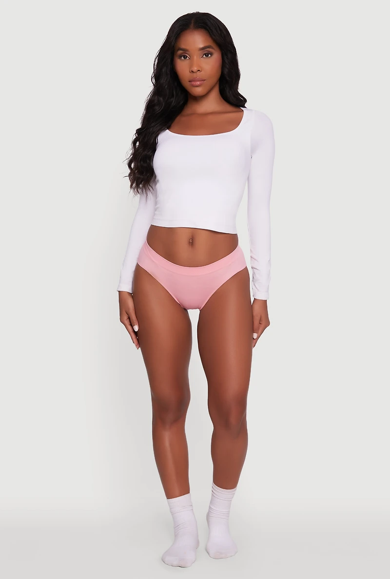 Seamless Rib Knit Basic Bikini Panty