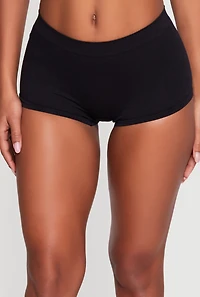 Basic Seamless Ribbed Knit Boyshort Panty