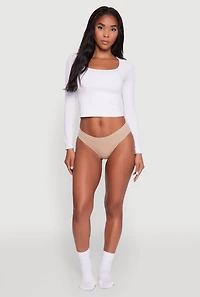 Solid Laser Cut Seamless Bikini Panty