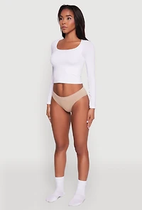 Solid Laser Cut Seamless Bikini Panty
