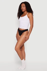 Basic Ribbed Knit Thong Panty