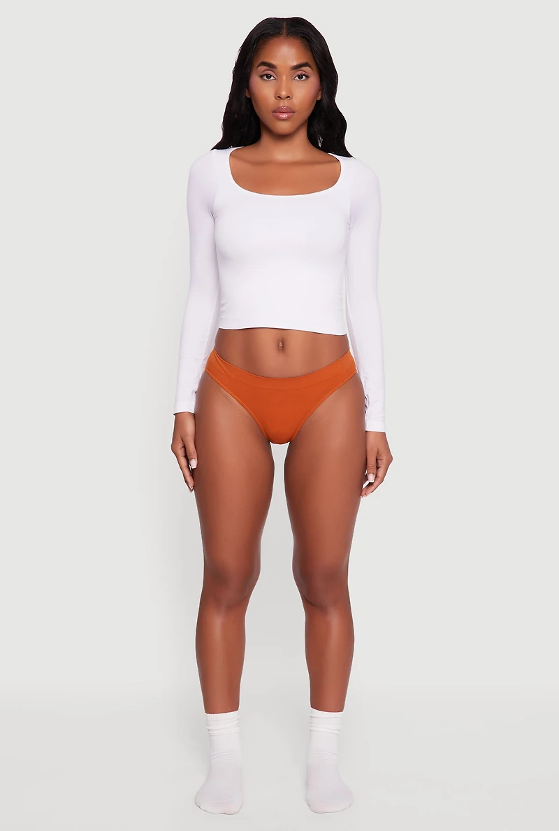 Womens Trendy Seamless Solid Bikini Panty,