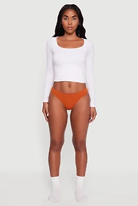 Womens Trendy Seamless Solid Bikini Panty, Brown,